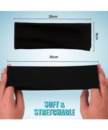 Gekvo 9cm Black Unisex Headband for Women - Stretchy Headband for Workout, Yoga, Running - Sweat-Wicking and Breathable Hair Band - Buy Online on GoSupps.com