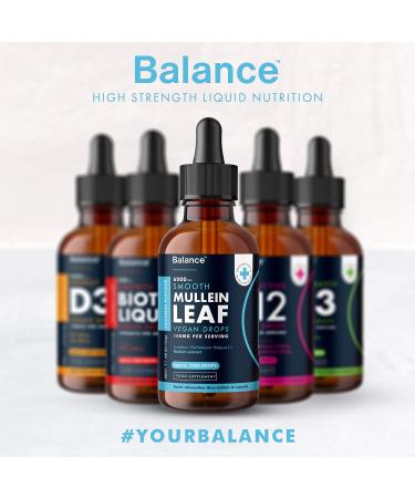 Balance Mullein Leaf Liquid Drops - 120ml for 4 Month Supply - High Strength - Vegan - 120 Servings - Premium Mullein Leaf Extract - 6 000mg per Bottle - Sublingual for Fast Absorption - Made in UK 60 ml (Pack of 2) - Buy Online on GoSupps.com