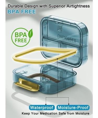 Buy Travel Pill Organizer - Small 7 Compartment Waterproof Pocket Pill Case for Purse | Airtight & Moistureproof (Blue) - International Shipping Available - Buy Online on GoSupps.com