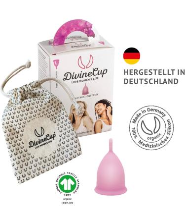 Divine Cup Menstrual Cup Size L - Soft Reusable Medical Silicone - 100% Made in Germany - Available in 4 Colors - Clinically Tested - Buy Now! - Buy Online on GoSupps.com