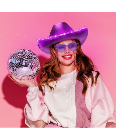 8-Piece LED Cowboy Hat and Heart Sunglasses Set for Women and Girls - Sparkly Purple Space Cowgirl Halloween Costume - Buy Online on GoSupps.com