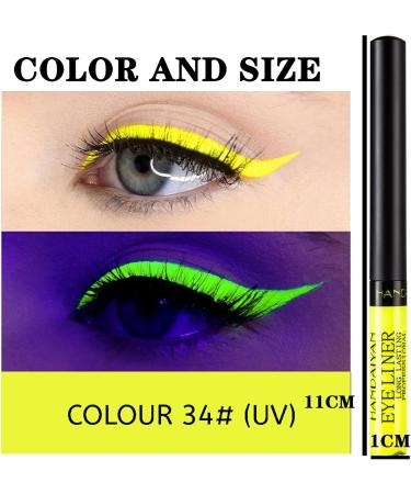 HISUNBEN Matte Liquid Eyeliner Neon Rainbow Colorful Eyeliner Pencil Waterproof Long Lasting Smudgeproof Eye Liners Makeup Gift For Women UV Yellow - Buy Online on GoSupps.com