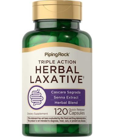Piping Rock Herbal Laxative Capsules | 120 Count | Triple Action Relief Complex | Non-GMO Gluten Free Supplement