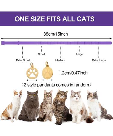 4 Pcs Lavender Scent Calming Cat Collar Set | Adjustable & Relaxing for Cats and Puppies | Reduce Stress & Anxiety | Up to 15 Inches | Purple & Gold - Buy Online on GoSupps.com