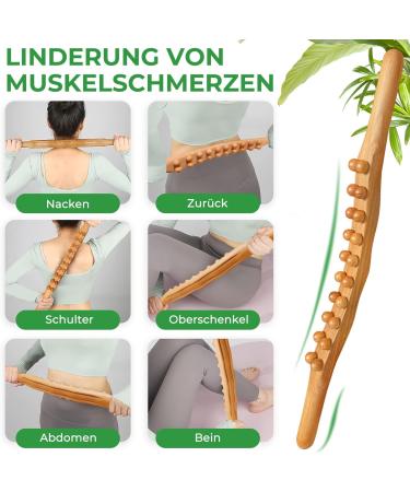 Premium Beech Wood Fascia Roller & Massage Scooter | Muscle Relaxation Body Shaping & Anti-Cellulite Gua Sha Tool - Buy Online on GoSupps.com