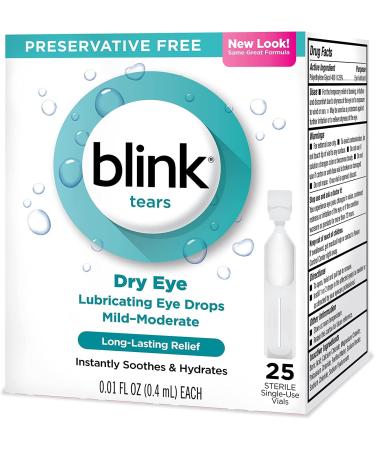 Blink Tears Lubricating Eye Drops 4 Pack - 25 Count, 0.01 oz Each - Mild-Moderate Dry Eye Relief - Buy Online on GoSupps.com