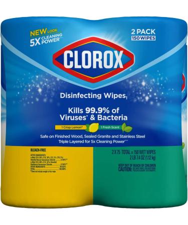 Clorox Disinfecting Wipes Value Pack - 75 Count Each (Pack of 2) | Bleach Free Cleaning Wipes - Buy Online on GoSupps.com