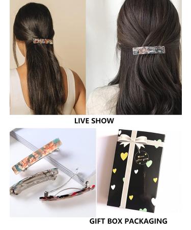 3 Pcs Tortoise Cellulose Acetate Hair Barrettes - Pink & Pastel Marble French Clips - Buy Online on GoSupps.com