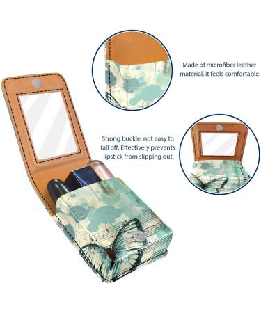 Vintage Butterfly Leather Lipstick Case & Organizer with Mirror | Mini Lip Gloss Holder for Travel - E848o6vvoc - Buy Online on GoSupps.com