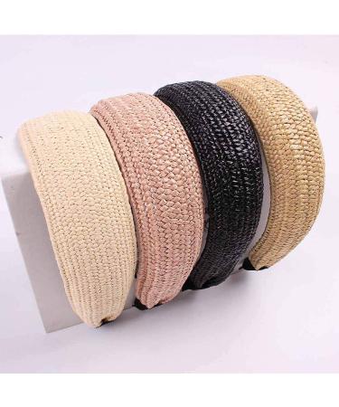 ZOSTLAND Braid Straw Wide Headbands Knot Turban for Women and Girls (2pcs Beige) - Buy Online on GoSupps.com