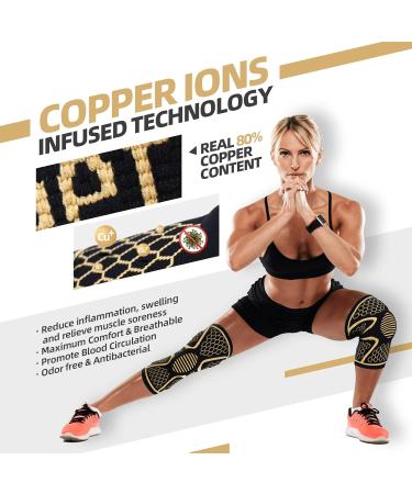 Lexniush Copper Knee Support - Compression Sleeve for Arthritis, Joint Pain Relief, and Sports - Small Size - Buy Online on GoSupps.com