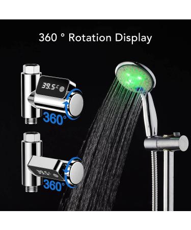Shower Thermometer G1/2 5-85 C LED Display, Easy Installation - 0.5 C Accuracy, Silver - Buy Online on GoSupps.com