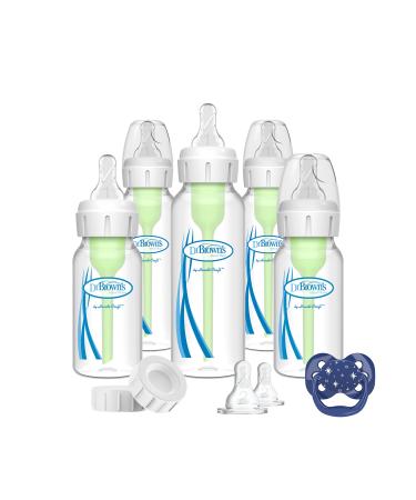 Dr. Brown s Natural Flow Anti-Colic Options+ Narrow Baby Bottle Gift Set with Advantage Pacifier  and Bottle Travel Caps