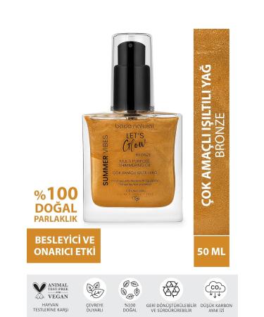 Bade Natural Bronze Shimmer Multi-Use Oil 100% Natural Plant Oils with Jojoba Moisturizer for Body 1.69 fl oz (50 ml) - Buy Online on GoSupps.com