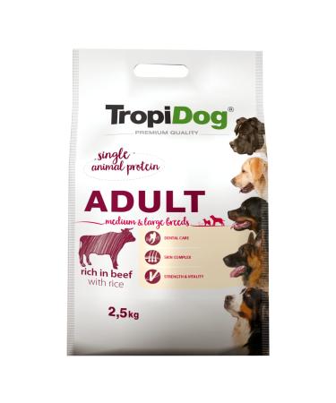 Premium Dry Dog Food Rich in Beef with Rice for Adult Medium and Large Breeds 2.5kg