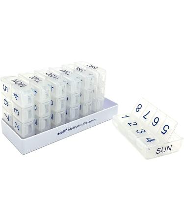 Buy e-Pill 8x Daily Large Weekly Pill Organizer | Clear Vitamin & Medicine Storage | International Shipping Available - Buy Online on GoSupps.com