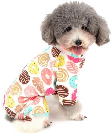 Zunea Donut Printed Dog Jumpsuit Pajama - Soft Cotton Romper for Pets - XL Four-Legged PJs for Dogs & Cats - Buy Online on GoSupps.com