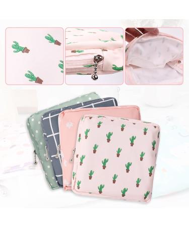 Sanitary Napkin Storage Bag - Pack of 4 Portable Pouch for Menstrual Cup - Reusable Teen Feminine Products Pouch - 5x5 inches - Cactus Design - Buy Online on GoSupps.com