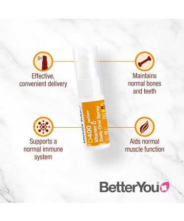 BetterYou Vitamin D 400 IU Junior Oral Spray 3-month Supply | UK-Made Peppermint Flavour D3 Supplement for Kids | 15ml - Buy Online on GoSupps.com