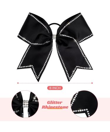 DEEKA 8 Rhinestone Cheer Hair Bows - Pack of 10, Black Glitter Ponytail Holder for Teen Girls & Sports - Buy Online on GoSupps.com