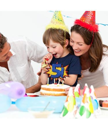 Supper Boy 5th Birthday Cake Topper Blue Glitter Superhero Five Years Old Birthday Cake Topper Comic Superhero 5 Cake Topper for Boy Hero Themed 5th Birthday Party Decoration - Buy Online on GoSupps.com