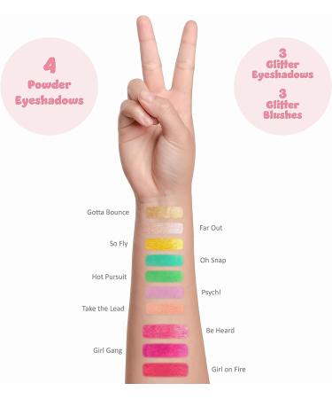 Expressions Girls Always Win Glisten & Glitter Makeup Palette - 10 Color Eyeshadow & Blush Set | Cute Compact with Mirror | Washable & Non-Toxic | Perfect Gifts for Girls - Buy Online on GoSupps.com