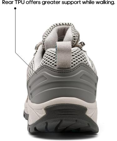 NORTIV 8 Women's Lightweight Hiking Shoes - Size 7.5 Light Grey | Breathable Mesh Outdoor Sneakers for Walking and Work - Buy Online on GoSupps.com