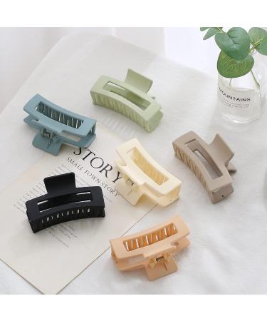 6 Pack Square Claw Clips for Women - Medium Non-Slip Hair Clips - Matte Hair claws - Strong Styling Accessories - Jumbo Clip for Thin Hair - Light Color - Buy Online on GoSupps.com