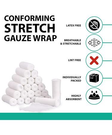 D&H Medical 2x4 Yards Gauze Bandage Roll - Pack of 36 | Sterile Cotton Gauze Wrap for Wound Care on Hand, Ankles, Knees - Buy Online on GoSupps.com