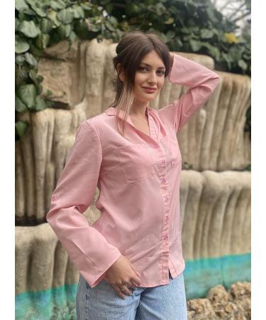 Pinspark Women's V-Neck Button Down Shirt - Pink, Size Medium | Office Business Blouse for Workwear Casual Dress | S-XXL - Buy Online on GoSupps.com