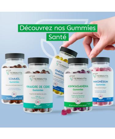 Ashwagandha Gummies 600 mg | Anti-Stress - Sleep - Vitality | Ashwagandha Patented KSM-66 | -28% Cortisol in 2 Months | 60 Cherry Flavor Gummies | Vegan and Gelatin Free | Made in France | Terravita - Buy Online on GoSupps.com