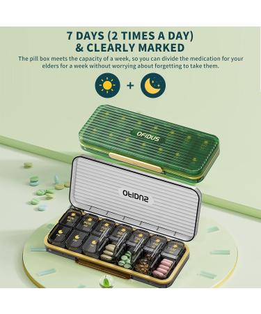 14 Cells 2x Daily Pill Organizer - OFIDUS Moistureproof AM/PM Pill Box for Travel & Everyday Use - 14-Day Cute Pill Case for Women & Men (Blue - Buy Online on GoSupps.com