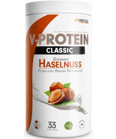 Vegan protein powder hazelnut 1kg-V-protein-vegetable protein powder on peas protein base with 76% protein content-optimal protein value-vegan protein shake without soy & wheat hazelnut 1 kg (1 Pack) - Buy Online on GoSupps.com