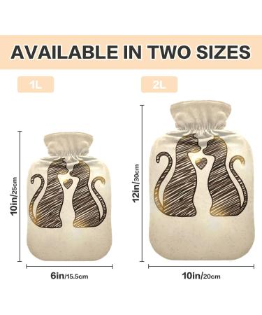 Hot Water Bottle 2L with Cover - Loving Cats Design | Pain Relief & Winter Hand Feet Warmer - International Shipping Available - Buy Online on GoSupps.com