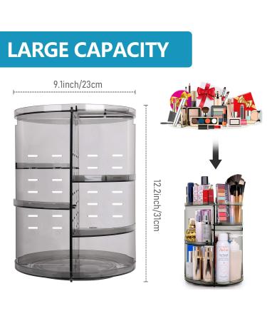 360 Degree Rotation Makeup Organizer Gray | Lazy Susan Cosmetics Storage Shelf | Rotating Display Rack for Countertop | Bathroom Counter Organizer - Buy Online on GoSupps.com
