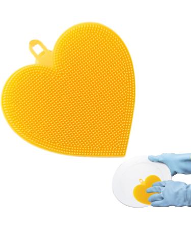 Silicone Dish Scrubber Food-Grade Silicone Sponges Kitchen Sponge - Soft Kitchen Scrubber Reusable Non-Scratch Dish Cleaning Tools for Fruits Vegetables and Dishes Yellow Heart - Buy Online on GoSupps.com