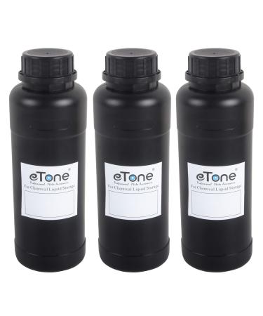 eTone 3X 500ml Darkroom Chemical Storage Bottles with Caps Film Photo Developing Processing Equipment (Black)