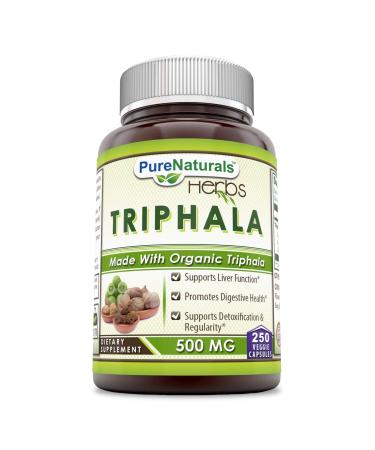 Pure Naturals Organic Triphala 500 Mg 250 Veggie Capsules 250 Count