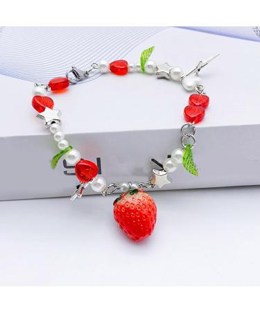 Oralgo's Unique Star & Strawberry Charm Bracelet - Trendy Women's Fashion Accessory Metal Alloy Chain Jewelry - Buy Online on GoSupps.com