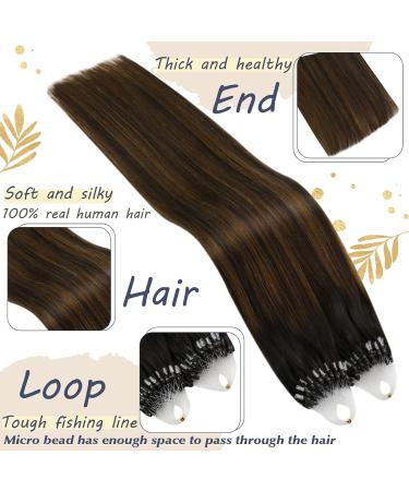 Ugeat Remy Microring Extensions - Brown Balayage Real Hair 50g (40cm & 50cm) | Dark Brown Ombre & Microring #2/6/2 - Buy Online on GoSupps.com
