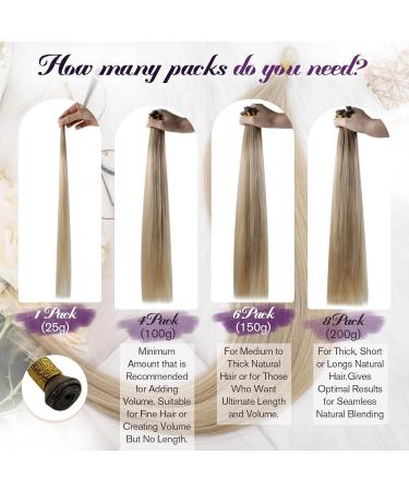 LAAVOO Virgin Hair Extensions - Ombre Brown to Platinum Blonde 45cm Tressen Real Hair 25g #8/27/60 - Buy Online on GoSupps.com