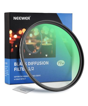 NEEWER 77mm Black Diffusion 1/2 Filter Mist Dreamy Cinematic Effect Filter Ultra Slim Water Repellent Scratch Resistant HD Optical Glass, 30 Layers Nano Coatings for Video/Vlog/Portrait Photography