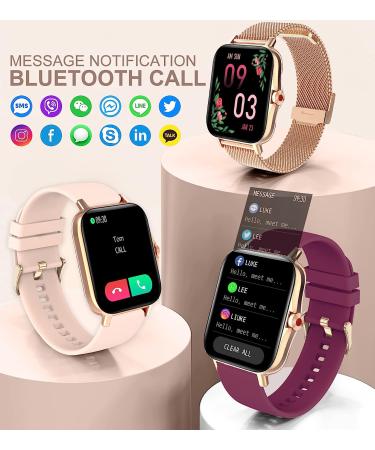 Iaret Women's Smart Watch: Call Dial/Receive, Fitness Tracker Waterproof Smartwatch for Android iOS Phones - 1.7 HD Touch Screen, Heart Rate Monitor, Pedometer - Gold - Buy Online on GoSupps.com