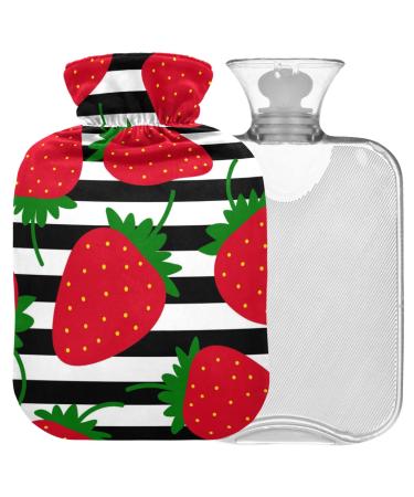 Naanle striped strawberry heat bottle with reference transparent hot water bottle 1l heat bottle for bed handfoots Warmer pain relief heat and cold therapy