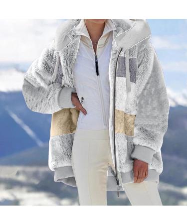 Buy Hanxiulin Women's Fleece Plush Winter Jacket - Warm Fluffy Zippered Coat Windproof 4XL Gray | International Shipping Available - Buy Online on GoSupps.com