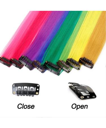 13 Pcs Multi-Color Hair Extensions - 20 Inch Clip-in Rainbow Highlights for Women & Kids - Buy Online on GoSupps.com