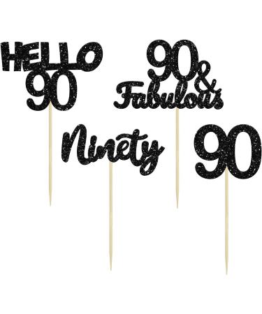 Gyufise 24Pcs 90th Birthday Cupcake Toppers Hello 90 Cake Toppers Ninety 90 and Fabulous Cupcake Picks 90th Birthday Cake Decorations Supplies Black Black 90 - Buy Online on GoSupps.com