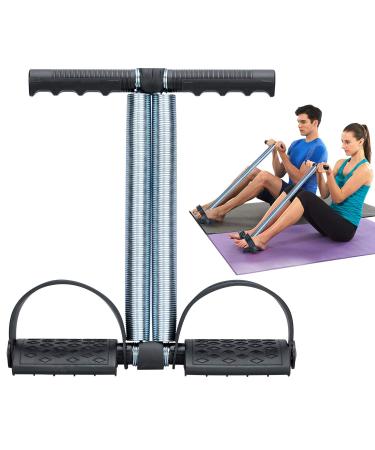 Elastic Sit Up Equipment Pull Rope Dual Spring Tension Foot Pedal Sit Up Equipment for Abdominal Leg Exerciser Tummy Trimmer Sport Fitness Slimming Training Bodybuilding at Home Gym Black