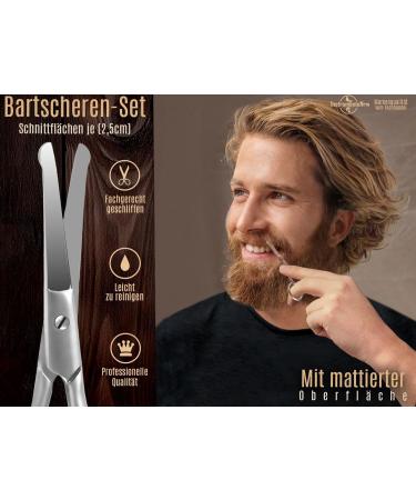 Premium Set of Stainless Steel Beard & Hair Scissors - Curved & Straight Cutting Surfaces | International Shipping - Buy Online on GoSupps.com