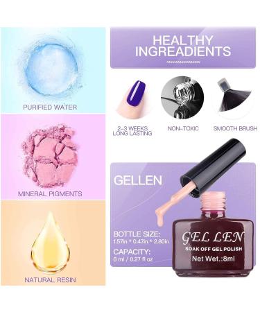 Gellen Gel Nail Polish Starter Kit - 6 Nude Warm Neutrals Colors with Top & Base Coats | Fall Winter Popular Gel Nail Set - Buy Online on GoSupps.com